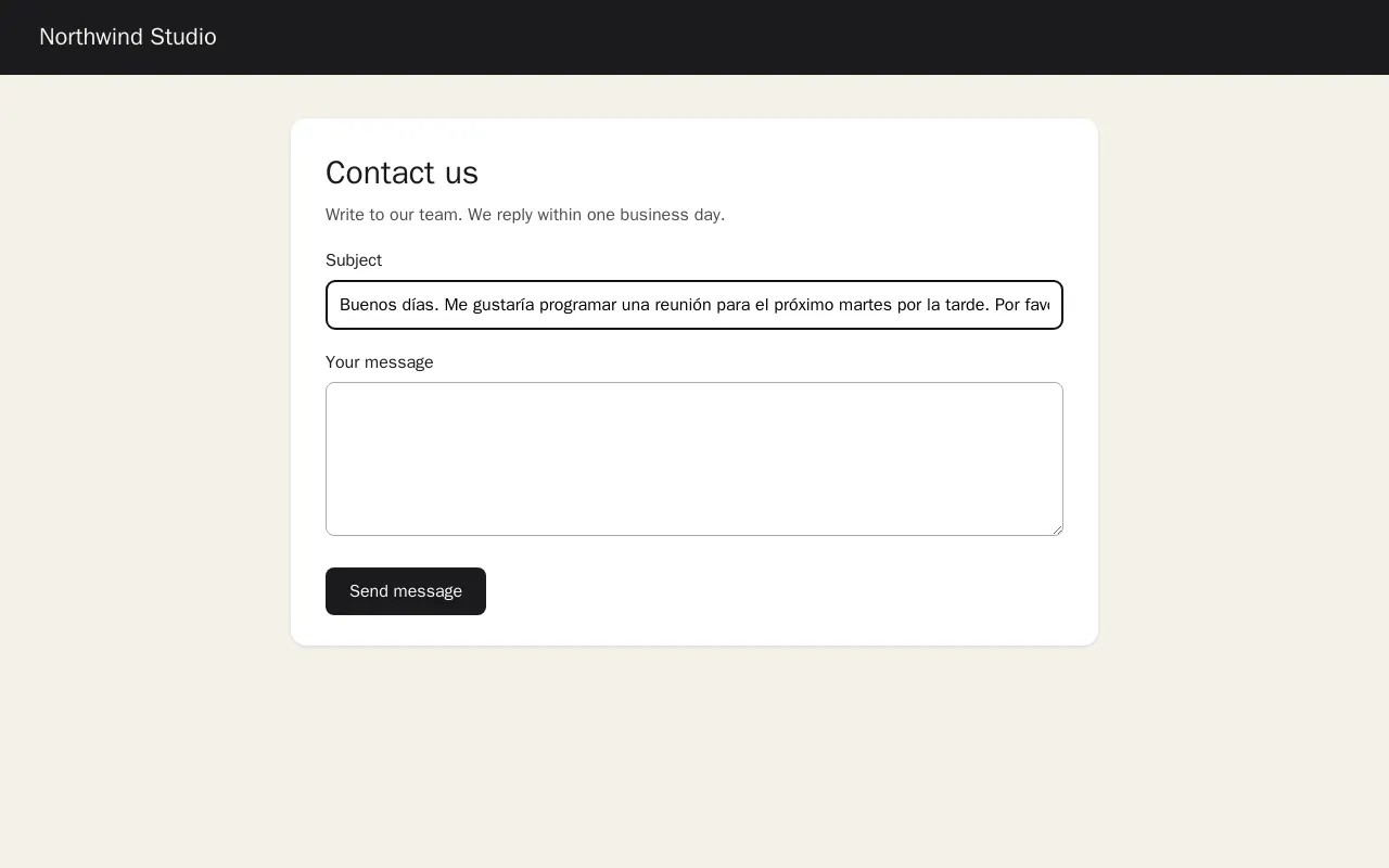 The translation typed into a single-line input.