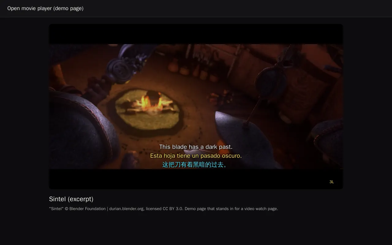 Three lines in the player: the original caption, your first language and your second language.